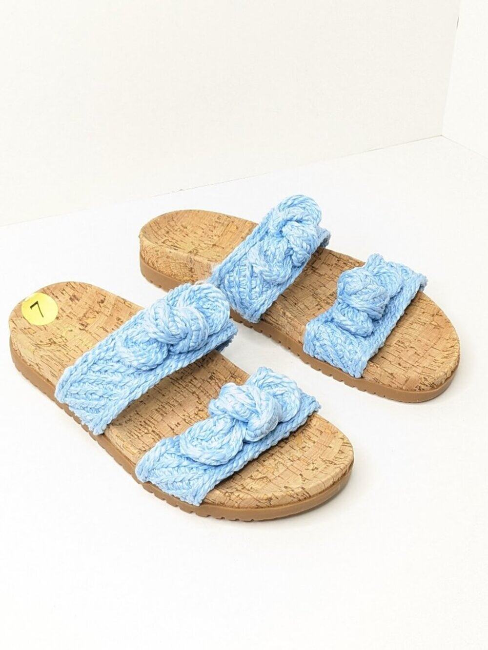 Anne Klein Bulia Braided Slide Sandals Light Blue Women's 7